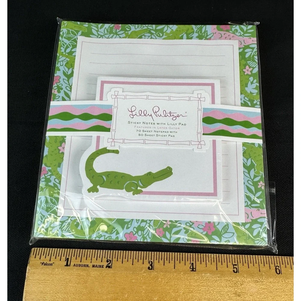 Lilly Pulitzer Sticky Notes With Lilly  Pad Pink Green Later Gator Alligator